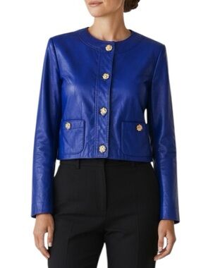Vintage cropped leather jacket with gold hardware excellent condition